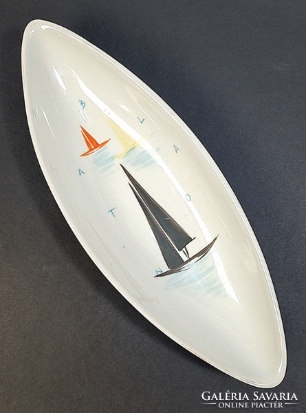 Balaton souvenir - retro porcelain, boat bowl decorated with sails