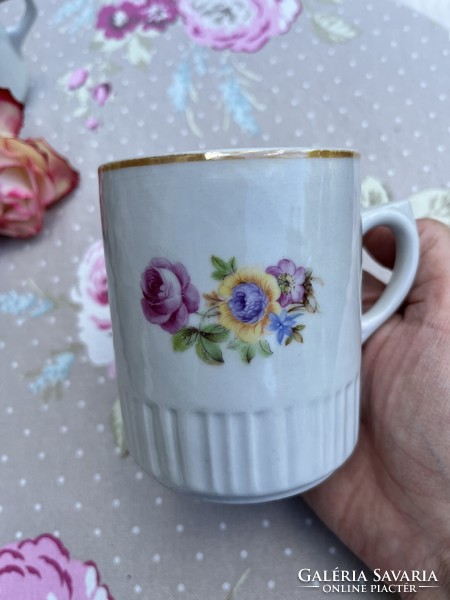 Old mug with a floral skirt - zsolnay
