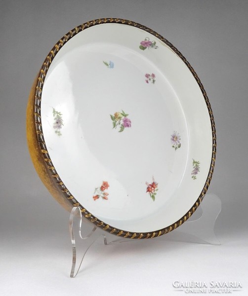 1R355 Antik RITKA virágdíszes porcelán-kerámia sütőtál pités tál 27 cm
