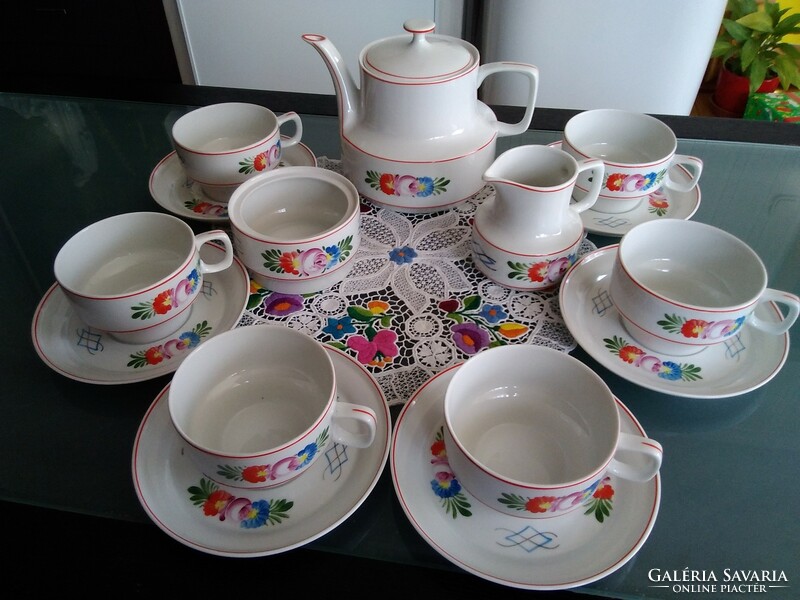 Retro kézzel festett Hollóházi porcelán teáskészlet matyó mintával a 60-70-es évekből!