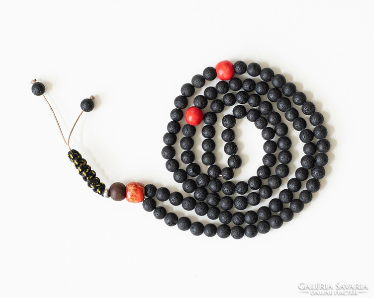 Buddhist mala chain (112 beads) - lava stone beads - prayer beads for meditation Buddhist