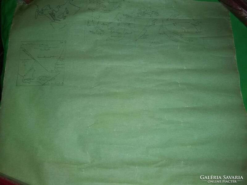 Antik történelmi térkép terv -kézzel készített - pausz papíron a képek szerint 41x48cm képek szerint