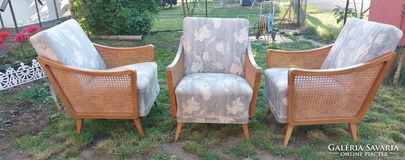 Beautiful, graceful mid-century cane armchairs