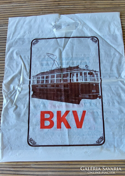 Gyűjteménybe ! Retro BKV régi villamos reklám szatyor ,FKBT tutazási tanácsaival- nem használt