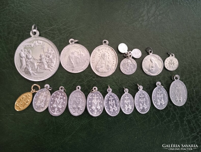 Vintage Saint Pendants Grace Coins 15+1 Catholic Religious Coins