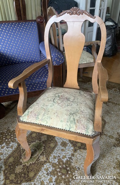 Vintage pewter carved armchair