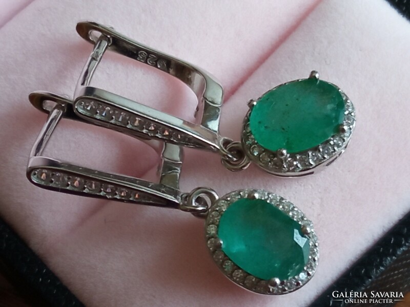 Emerald 925 sterling silver earrings