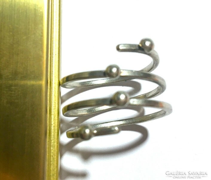 Kölönleges ezüst gyűrű spirál alakú tömör ezüst gömböcskékkel állítható méret
