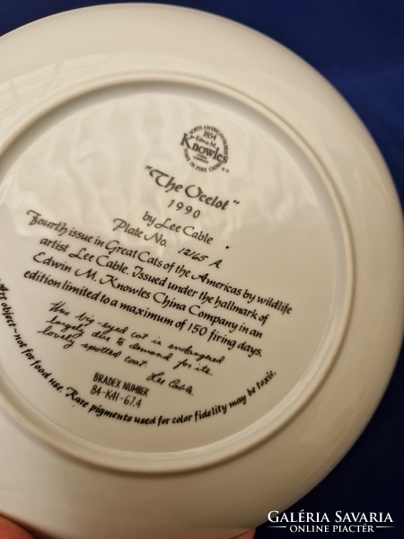 Knowles 1990 Lee Cable Amerika nagy macskái THE OCELOT Ltd Ed Plate tányét