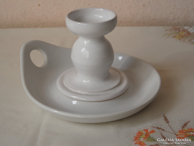 White glazed ceramic candle holder (2 pcs.)