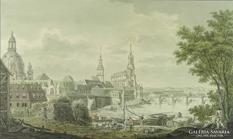 1R368 August Ludwig Stein : Drezda városkép 1776 nyomat