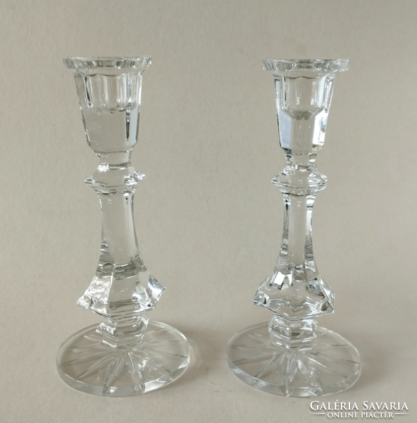 Pair of elegant Czech crystal table candle holders