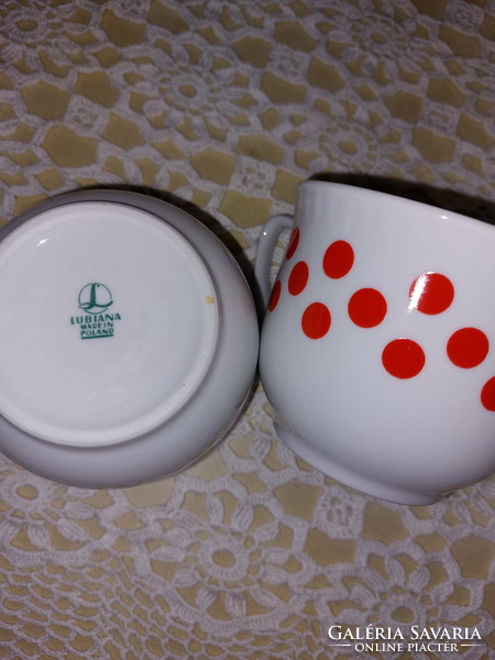 Ljubljana, red polka dot mug cup, 2 pcs
