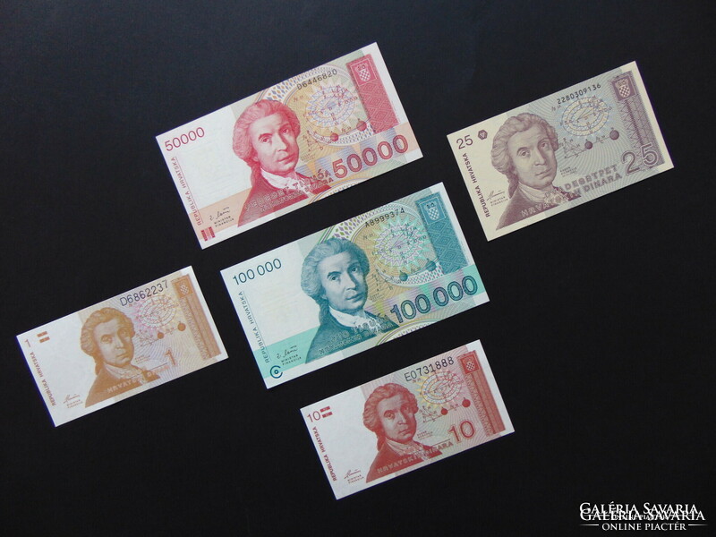 Croatia 5 dinar banknotes lot! Unfolded banknotes