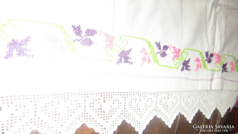 Csodaszép vintage stílusú gépi virág hímzett horgolt csipkés vitrázs függöny