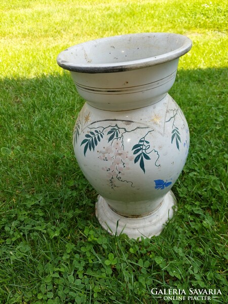 Large enamel vase with acacia flowers