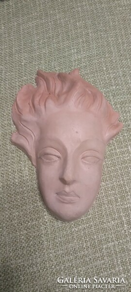 Rare art deco drop ceramic wall mask marked - smaller darker