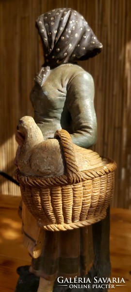 1880-as évekből, Bernard Bloch terrakotta, gazdaasszony libával