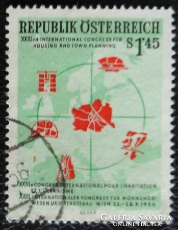 A1027p /  Ausztria 1956 Nemzetközi Várostervezési Kongresszus, bélyeg pecsételt