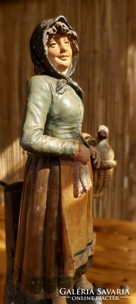 1880-as évekből, Bernard Bloch terrakotta, gazdaasszony libával