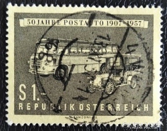 A1034p /  Ausztria 1957 Az osztrák posta buszrendszerrel bélyeg pecsételt