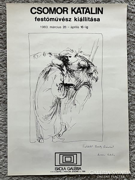 Csomor Katalin festőművész Kiállítási Plakát 1983 Dedikált