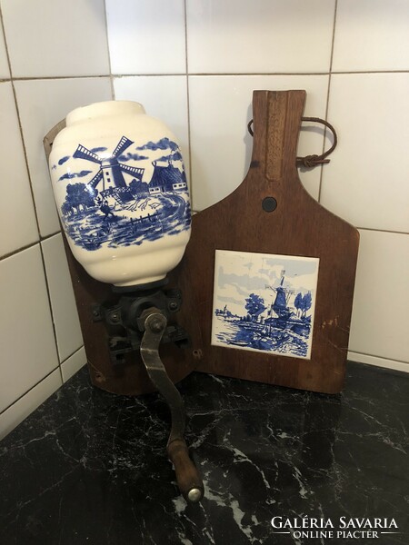 Dutch-style manual coffee grinder, cutting board, gift with Dutch ceramic slippers