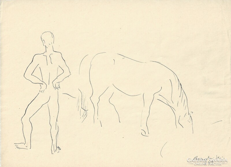 Borsos Miklós - 20 x 28 cm tus, papír 1943