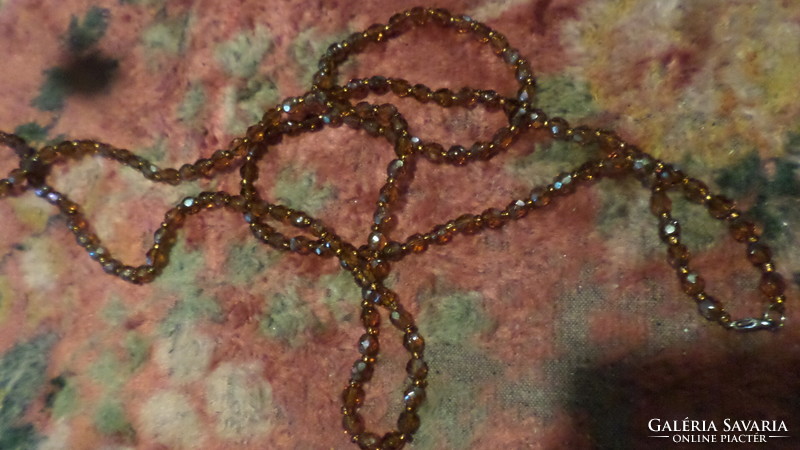 120 Cm, amber-colored, faceted glass beads necklace with luster.
