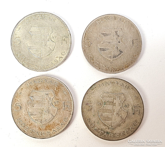1947 silver kossuth 5 forints / 4 pcs.