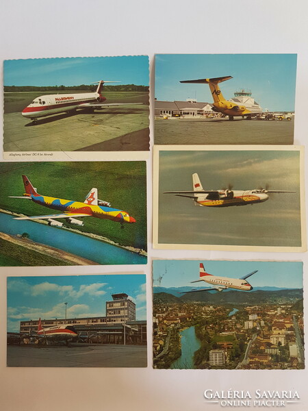 Set of 6 retro airplane postcards. 19.