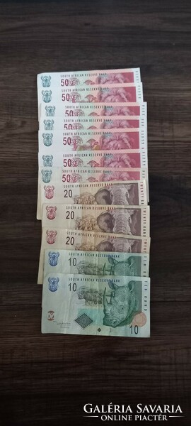 Afrikai RAND 430 , SOUTH AFRICA RESERVE BANK 12 db bankjegy