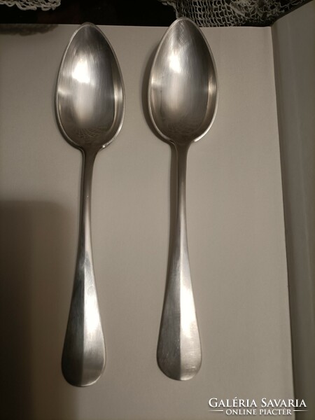 Pair of silver soup spoons