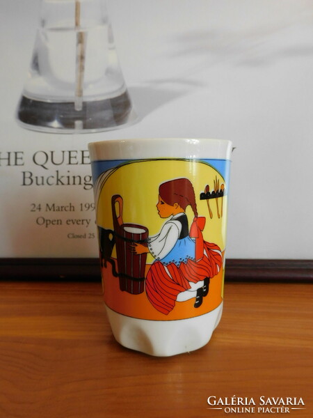 Retro Zsolnay folktale cartoon decorative mug/glass