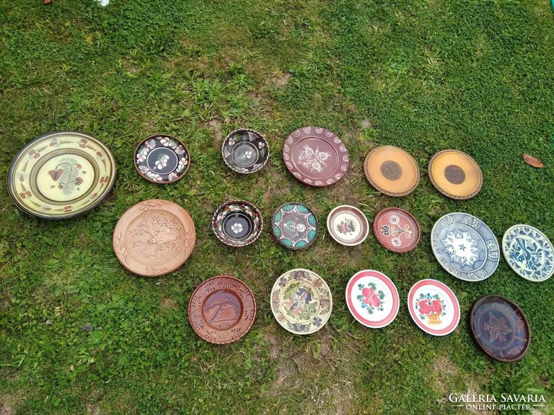 Folk ceramic bowls, carved wooden bowls
