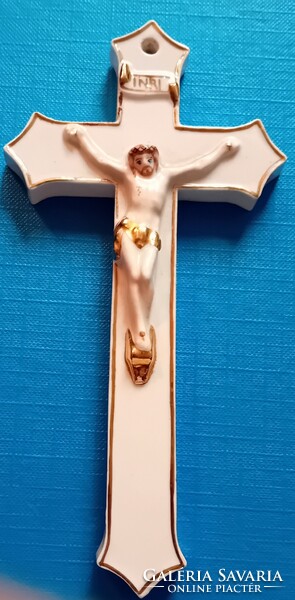 Gilded painted porcelain crucifix