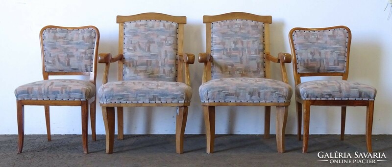 1R459 old reupholstered seating set chair and armchair pair