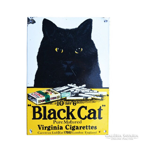 Enamel advertising sign - black cat