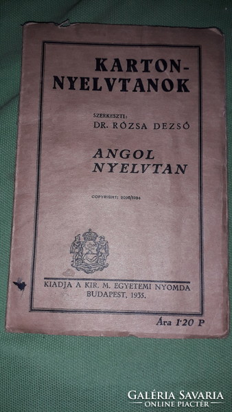 1935. Dr. Rózsa dezső - cardboard grammar books - English grammar book flawless - kir. M. University