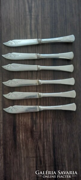 6 db os Süteményes kés 1900 as évek  0.800 as ezüst