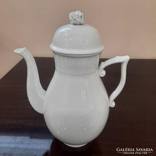 Large white Herend porcelain teapot, tea pourer, pitcher