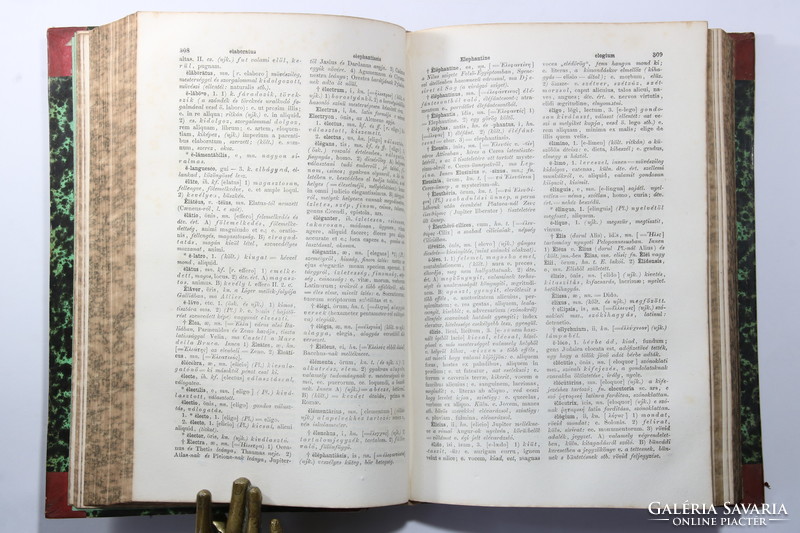 1858 - Latin-Magyar iskolai szótár Bibliofil dúsan aranyozott félbőr kötésben Első kiadás !!