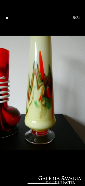 Fúvótt üveg vázák 2 db, Art Deco 1970 Franciaország, Soliflore, kiváló állapotban alig használt.