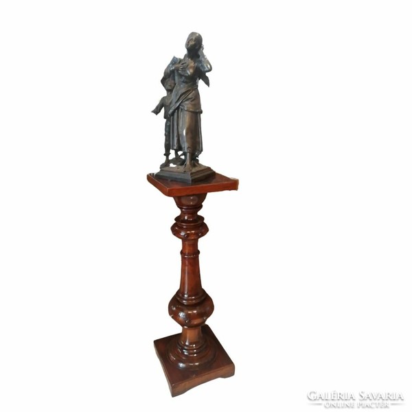 Pair of renovated wooden pedestals - b376