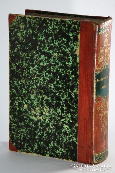 1858 - Latin-Magyar iskolai szótár Bibliofil dúsan aranyozott félbőr kötésben Első kiadás !!