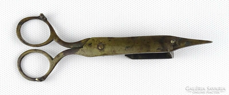 1R702 Antik XIX. századi réz gyertyaoltó olló 13.5 cm