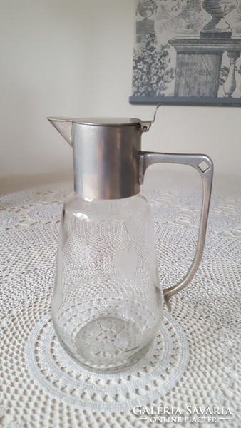 Antique wmf art nouveau small glass decanter with spout