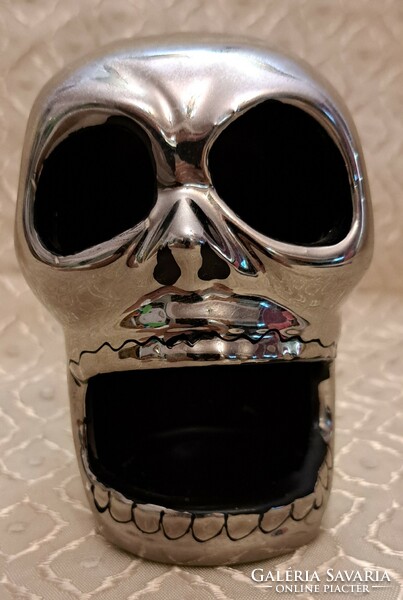 Metal Skull Halloween Candle Holder (m4763)