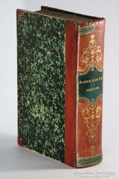 1858 - Latin-Magyar iskolai szótár Bibliofil dúsan aranyozott félbőr kötésben Első kiadás !!