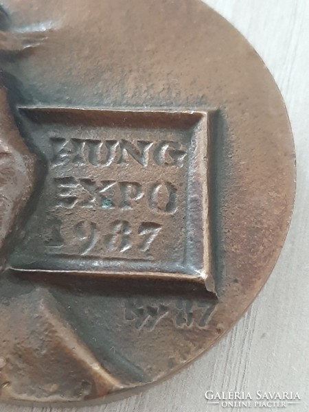 Hungexpo 1987 bronz emlékérem , plakett  Kiss György szigno 6 cm